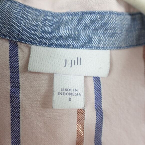J. Jill Womens Pink Striped Button Front Small - Picture 8 of 10